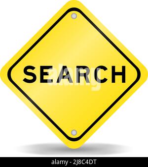 Yellow color transportation sign with word search on white background Stock Vector
