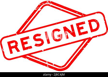 Grunge red resigned word rubber seal stamp on white background Stock Vector