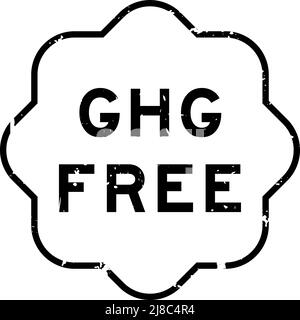 Grunge black GHG (Abbreviation of greenhouse gas) free word rubber seal stamp on white background Stock Vector