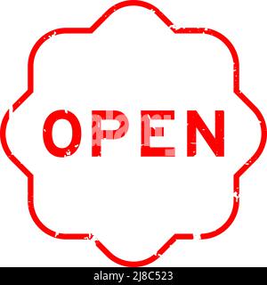 Grunge red open word rubber seal stamp on white ckground Stock Vector