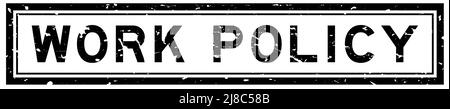 Grunge black work policy word hexagon rubber seal stamp on white ...