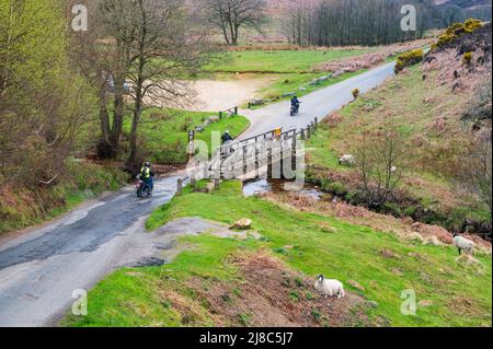 Motorcyclists at Hob Hole in Baysdale, North York Moors national park Stock Photo