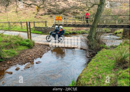 Motorcyclists at Hob Hole in Baysdale, North York Moors national park Stock Photo