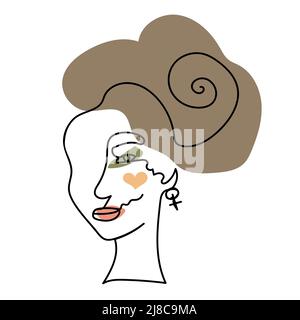 Woman face, illustration in lineart style Stock Vector