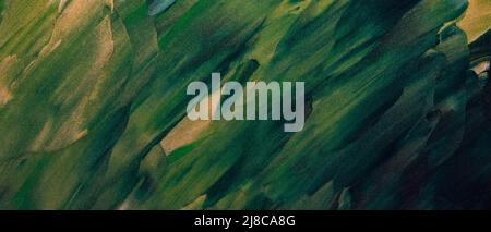 Texture of green paint with glitter. Abstract earth color background from palette knife strokes. Close-up of green shades with sparkles Stock Photo