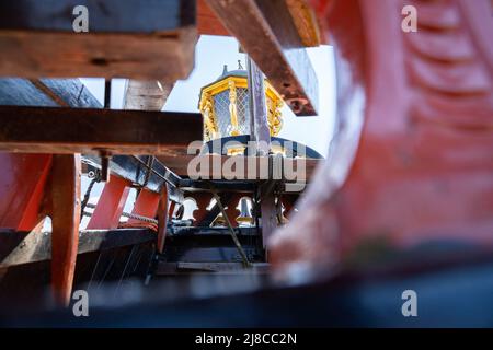 Details and fragments of the Replica of Batavia, the Dutch East Indies Company historic VOC cargo ship Stock Photo