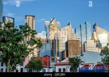 business center, skyscrapers in modern metropolis, city. Cityscape of Singapore. Urban landscape of Singapore, ultra-modern architecture. Singapore CB Stock Photo