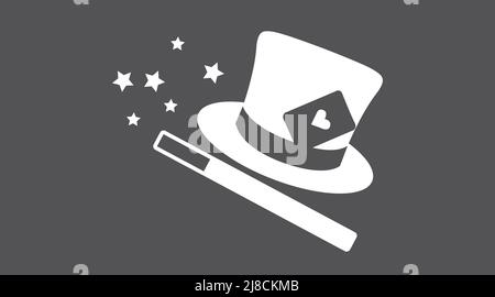 Magic or magician icon. Vector black and white flat editable illustration Stock Vector