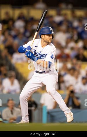 Los Angeles Dodgers shortstop Trea Turner (6) watches his ball in flight  during a MLB regular season game against the Philadelphia Phillies,  Thursday May 12, 2022, in Los Angeles, CA. (Aliyah Navarro/Image