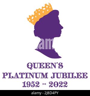 The Queen's Platinum Jubilee Celebrations with Queen Elizabeth's Side Profile Stock Vector