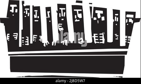 Woodcut style expressionistic image of a black and white supreme court Stock Vector