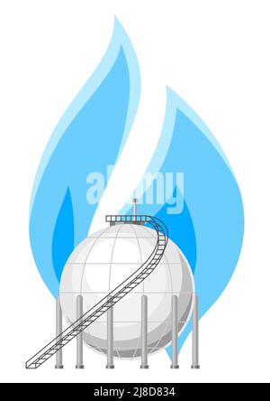 Illustration of natural gas storage facility. Industrial and business stylized image. Stock Vector