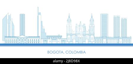 Outline Skyline panorama of city of Bogota, Colombia - vector illustration Stock Vector