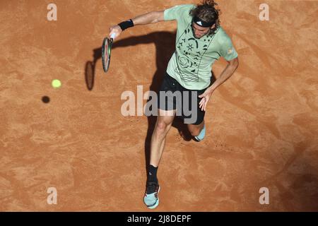 Rome, Italy. 15th May, 2022. ROME, ITALY - 15.05.2022: NOVAK DJOKOVIC (SRB) wins the trophy in the final against S.TSITSIPAS (GRE) at end of the single men final match in the Internazionali BNL D'Italia at Foro Italico in Rome, Italy on May 15, 2022. Credit: Independent Photo Agency/Alamy Live News Stock Photo