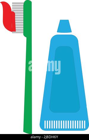 toothpaste and toothbrush vector illustration. on white background Stock Vector