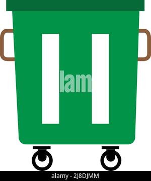 Dust bin icon green color. on white background Stock Vector