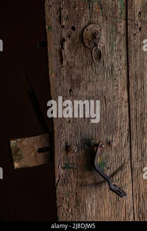 Old wooden door, close up Stock Photo