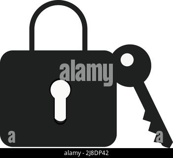 illustration of Lock and key icon. On white background Stock Vector