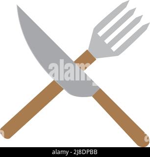 cooking icon, knife and fork. on white background Stock Vector