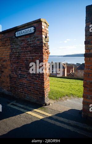 Paradise one the the street names in the old town of Scarborough Stock Photo