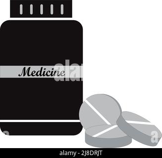 medicine battle and tablets vector, with white background Stock Vector