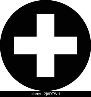 cross symbol icon black circle background. vector Stock Vector