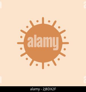 Vector illustration of doodle heart symbol in boho style. Solar creative logo design isolated on white background. Stock Vector