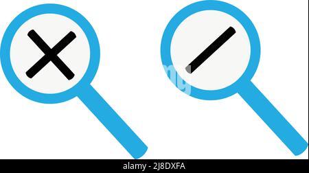 Magnifying glass simple icon blue color. set. Vector Stock Vector