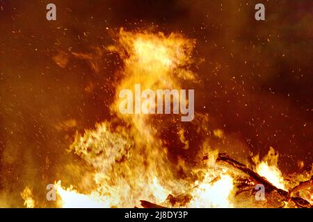 night shot of a bonfire Stock Photo
