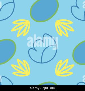 Blue and yellow abstract pattern for fabric, wrapping paper, packaging. Stock Vector