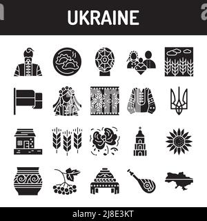 Ukraine color line icons set. Signs for web page, mobile app, button. Editable stroke. Stock Vector