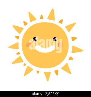 Shining Sun. Smiling smiley face. Stock Vector