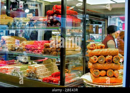 sale of oriental sweets, Edirne, Turkey. Stock Photo