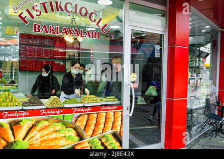 sale of oriental sweets, Edirne, Turkey. Stock Photo