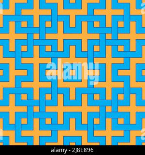 Interlocking figure seamless pattern. Geometric style tapestry, textile print. Stock Vector