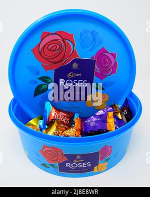 Reading, United Kingdom - January 16 2022:  A tub of Cadbury's roses chocolate selection Stock Photo