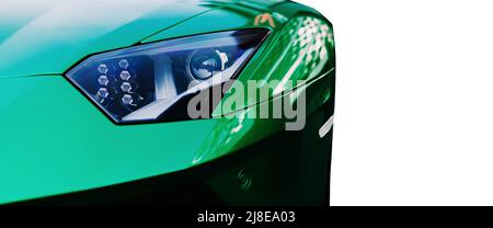 Headlight sport car isolated on white background. super car Stock Photo