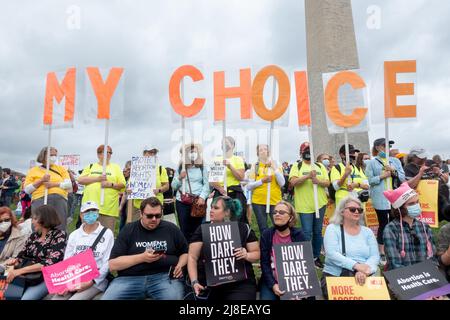 May 14, 2022: Pro-choice demonstrators at rally before marching to the Supreme Court, part of  “Bans of Our Bodies” day of action protesting an anticipated Court ruling to overturn Roe v Wade. The goal is to support abortion rights and urge elected officials to protect access to abortion through legislation.