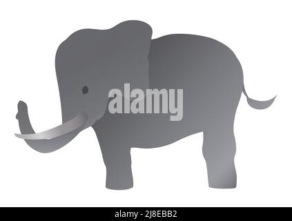 Design with gradient effect of a gray elephant silhouette over white background. Stock Vector