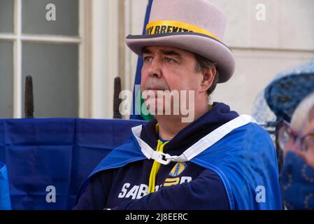 8 May 2022 - London - Steve Bray at pre concert rally outside Europe House, 32 Smith Square, London SW1P 3EU on Europe Day 2022. Stock Photo