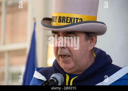 8 May 2022 - London - Steve Bray speaking at a pre concert rally outside Europe House, 32 Smith Square, London SW1P 3EU on Europe Day 2022. Stock Photo