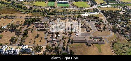 Cape Town, South Africa. 2022. Aerial view of Valkenberg Hospital and the South African Astronomical Observatory district of Observatory, Cape Town. Stock Photo