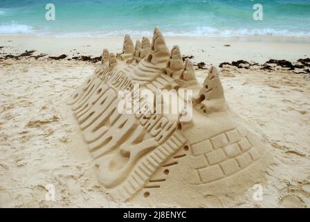 Sand Castle on Puka Shell Beach, Boracay, The Visayas, Philippines, Southeast Asia. Stock Photo