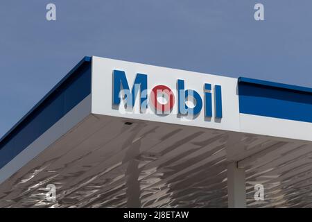Elkhart - Circa May 2022: Mobil gas and service station. ExxonMobil is