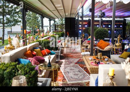 Vintage Moroccan details at a wedding party. Stock Photo