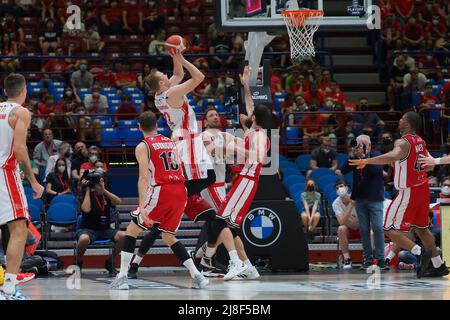 Milan, Italy. 15th May, 2022. Arturs Strautins (UNAHOTELS Reggio Emilia) during Playoff - AX Armani Exchange Milano vs Unahotels Reggio Emilia, Italian Basketball A Serie Championship in Milan, Italy, May 15 2022 Credit: Independent Photo Agency/Alamy Live News Stock Photo