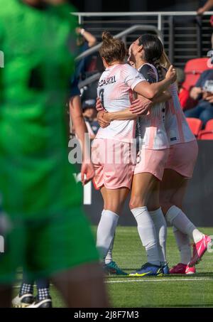 WASHINGTON, DC, USA - 15 MAY 2022: Angel City FC forward Christen Press (23) after scoring the winning goal during a NWSL match between the Washington Spirit and Angel City FC, on May 15, 2022, at Audi Field, in Washington, DC. (Photo by Tony Quinn-Alamy Live News) Stock Photo