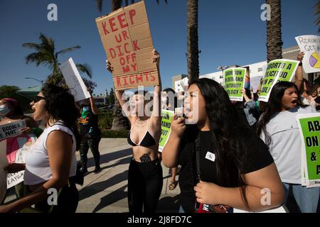 Anaheim, California, USA - May 7, 2022: Activists protest the leaked Supreme Court opinion that