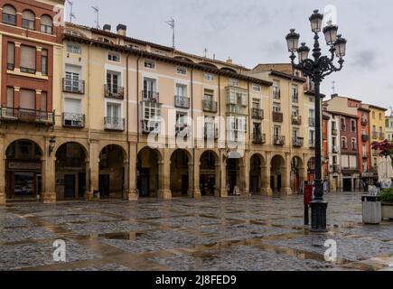 Logrono, Spain - 27 April, 2022: view of the historic Market Square in the old city center of Logrono Stock Photo