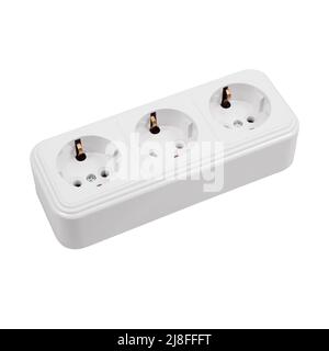 Overhead socket for 3 connectors isolated on a white background. Two angles: front and back. Stock Photo